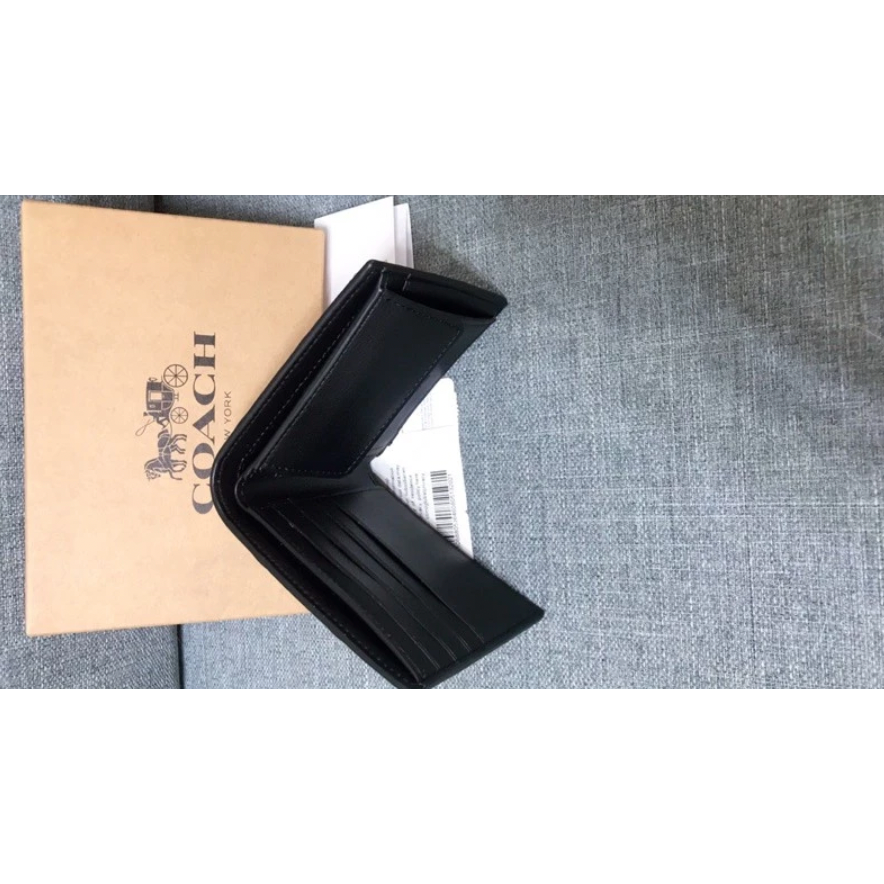 ✨美國代購✨特賣 COACH 經典浮雕logo 滿版c字 男款 零錢夾 鈔票夾 男款短夾-細節圖4