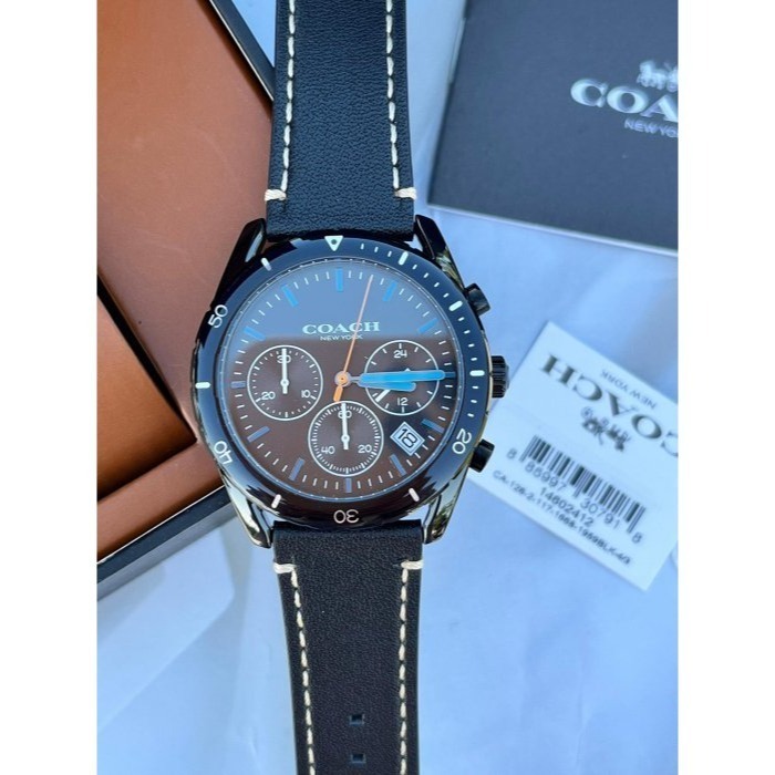 ✨美國代購✨特賣 COACH 男錶 手錶 皮革錶帶腕錶 三眼計時多功能男錶-細節圖2