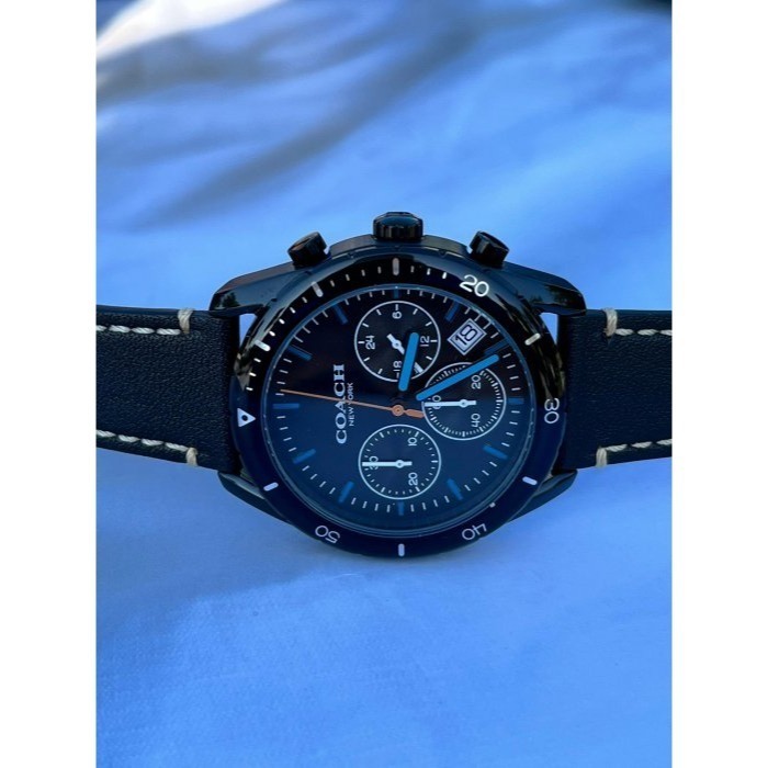✨美國代購✨特賣 COACH 男錶 手錶 皮革錶帶腕錶 三眼計時多功能男錶-細節圖4