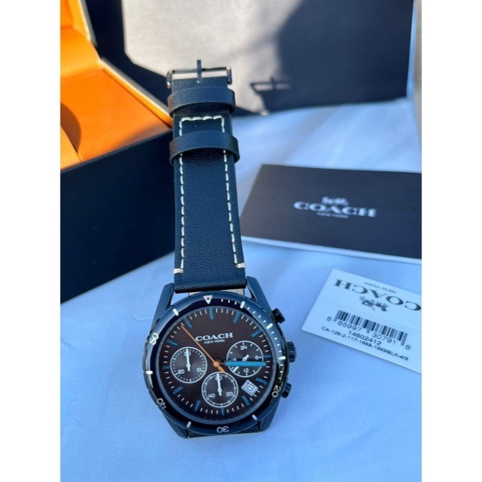 ✨美國代購✨特賣 COACH 男錶 手錶 皮革錶帶腕錶 三眼計時多功能男錶-細節圖6