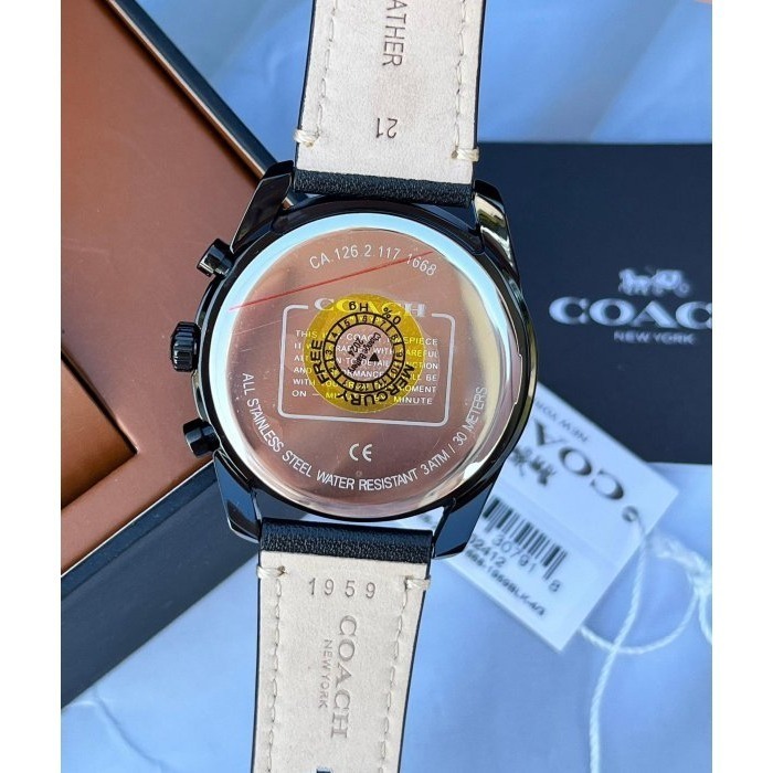 ✨美國代購✨特賣 COACH 男錶 手錶 皮革錶帶腕錶 三眼計時多功能男錶-細節圖7