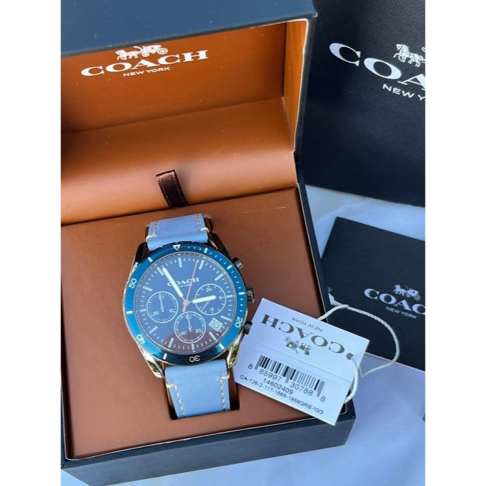 ✨美國代購✨特賣 COACH 男錶 手錶 皮革錶帶腕錶 三眼計時多功能男錶-細節圖8
