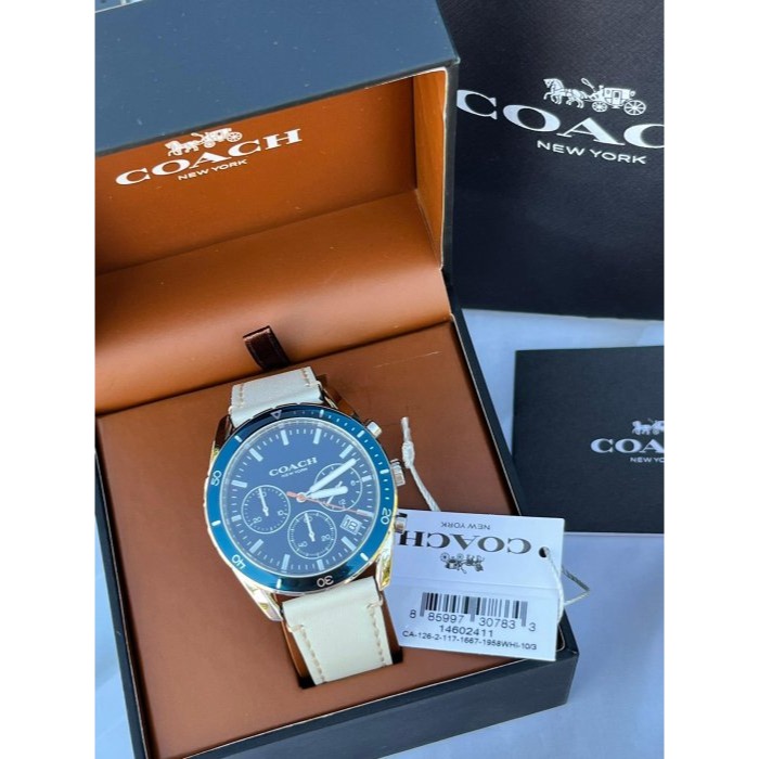 ✨美國代購✨特賣 COACH 男錶 手錶 皮革錶帶腕錶 三眼計時多功能男錶-細節圖9