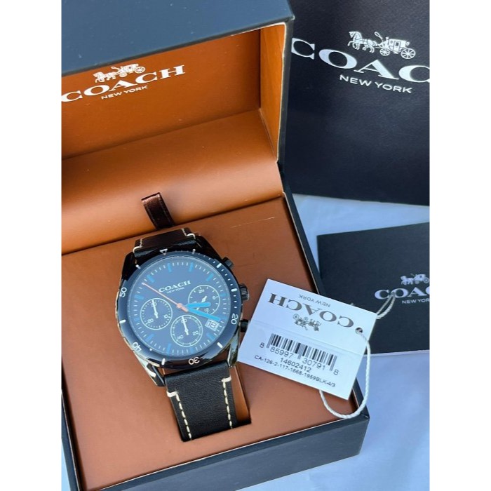 ✨美國代購✨特賣 COACH 男錶 手錶 皮革錶帶腕錶 三眼計時多功能男錶-細節圖10