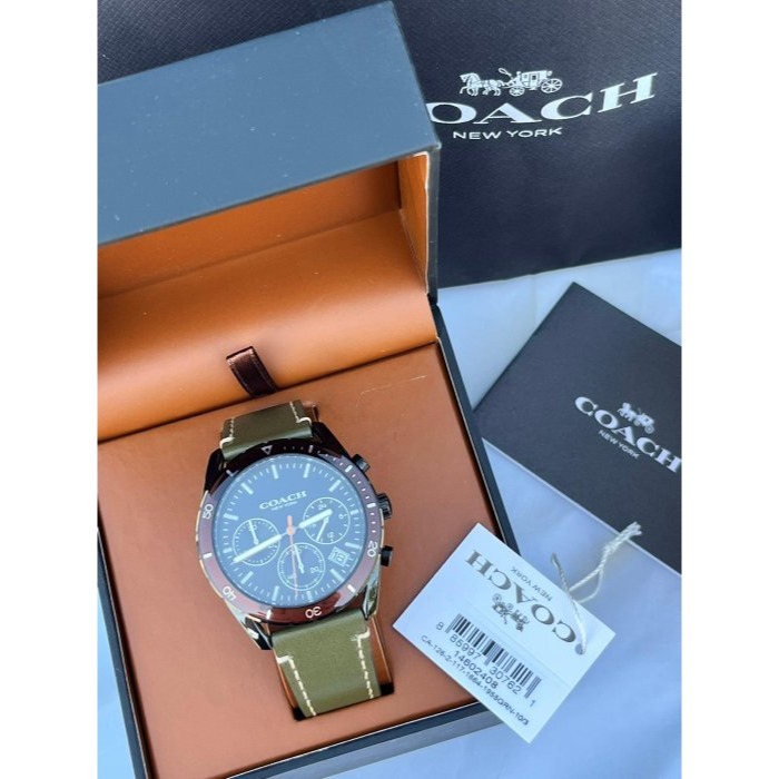✨美國代購✨特賣 COACH 男錶 手錶 皮革錶帶腕錶 三眼計時多功能男錶-細節圖11