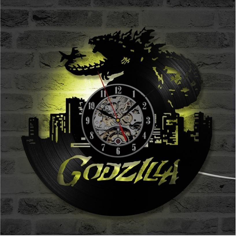 🦖哥吉拉掛鐘🦖 多款LED發光 Godzilla Wall Clock 黑膠造型壁掛時鐘 30cm 時鐘 掛鐘-細節圖3