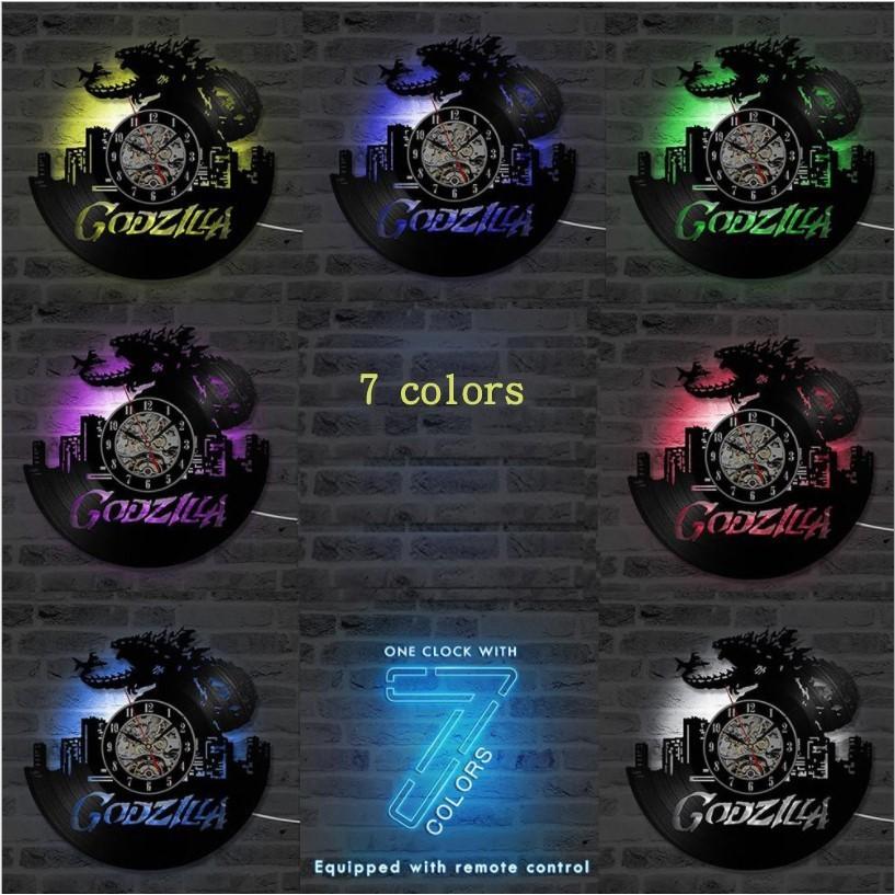 🦖哥吉拉掛鐘🦖 多款LED發光 Godzilla Wall Clock 黑膠造型壁掛時鐘 30cm 時鐘 掛鐘-細節圖4
