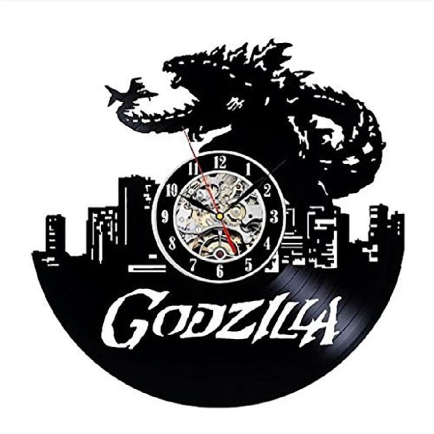 🦖哥吉拉掛鐘🦖 多款LED發光 Godzilla Wall Clock 黑膠造型壁掛時鐘 30cm 時鐘 掛鐘-細節圖5