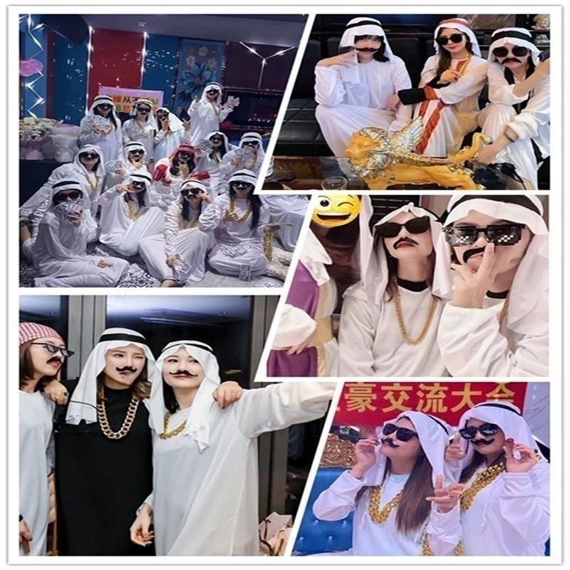 土豪裝(送鬍子) 阿拉伯服装 中東土豪裝 土豪項鏈 萬聖節服裝 富豪裝扮 萬聖節變裝 cosplay-細節圖4
