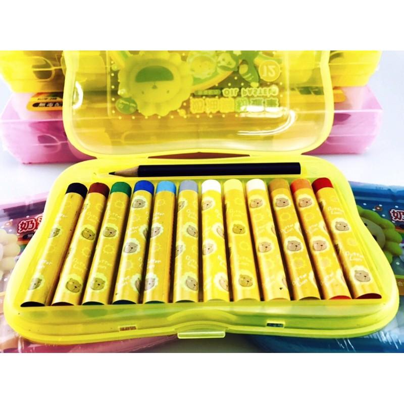 【全盛】現貨 12色 24色奶油獅粉蠟筆 奶油獅粉蠟筆 無毒粉蠟筆 無毒配方 塑盒裝蠟筆【CF-03B-00281】-細節圖5