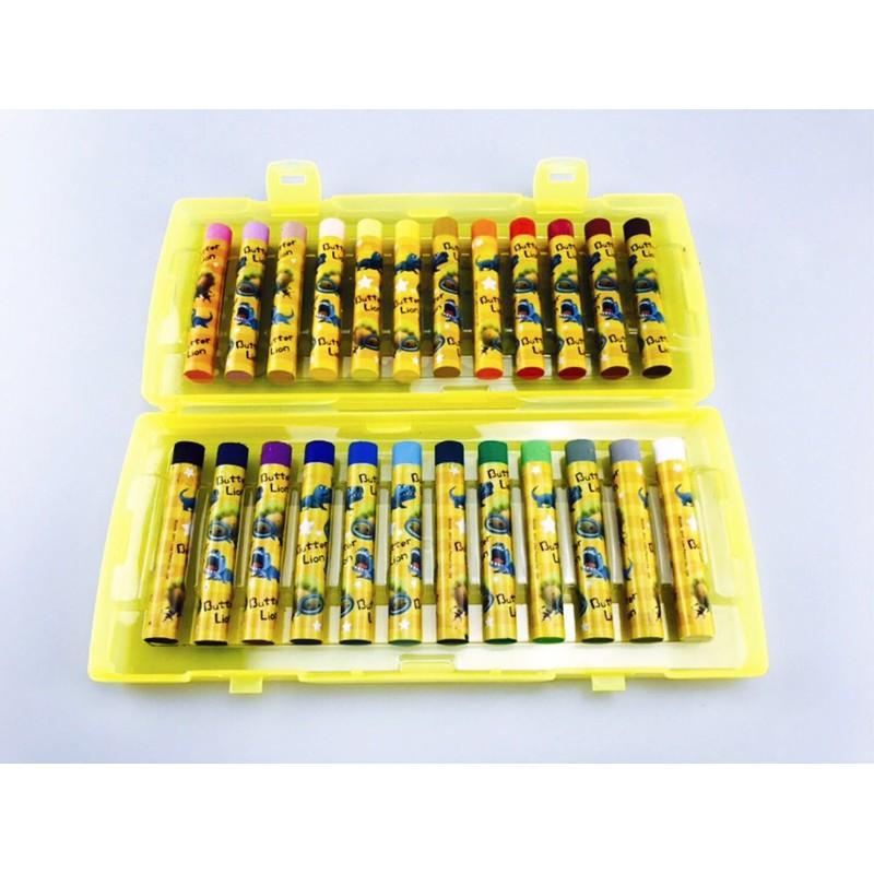 【全盛】現貨 12色 24色奶油獅粉蠟筆 奶油獅粉蠟筆 無毒粉蠟筆 無毒配方 塑盒裝蠟筆【CF-03B-00281】-細節圖7