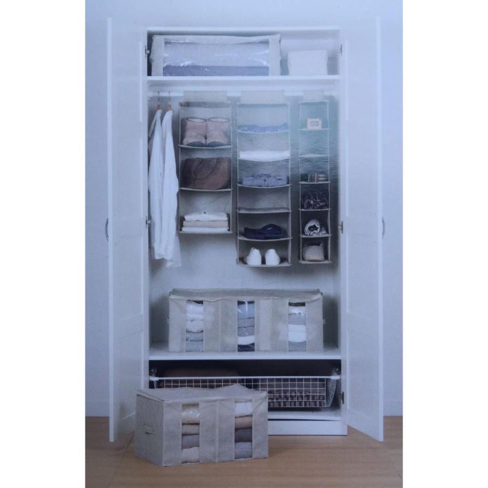 現貨 大三格收納掛袋 吊掛 不織布 衣櫥 收納 掛袋 三格 外宿 日式 素面 簡約【CF-04B-39810】-細節圖4