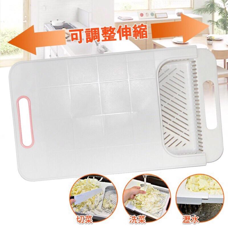 現貨 JUSKU佳斯捷 伸縮調理砧板 白色 台灣製 砧板 洗菜籃 流理臺 蔬果籃 瀝水籃【DJ-02A-33188】-細節圖8