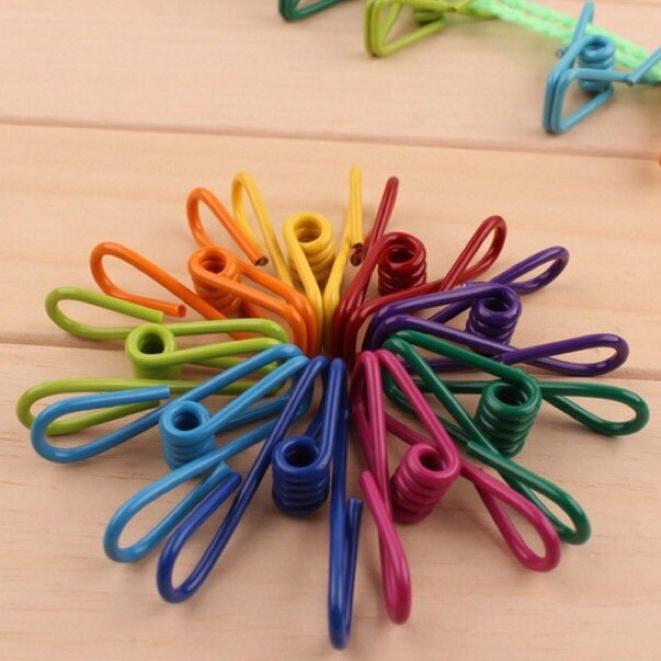 現貨 彩色銅絲夾 晾衣夾 文件夾 萬用夾 事務夾 收納夾子 吊衣夾 強力夾 彩色夾子 曬衣夾【CF-05A-00121】-細節圖6