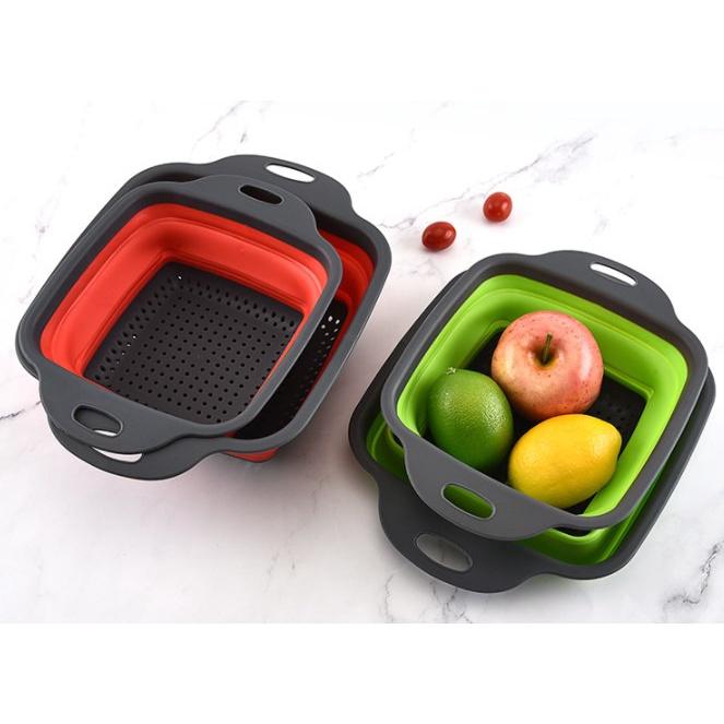 【全盛】矽膠伸縮瀝水架 瀝水籃 矽膠籃 伸縮籃 瀝水架 清洗蔬果 廚房用品 收納籃 【CF-02A-67119】-細節圖3