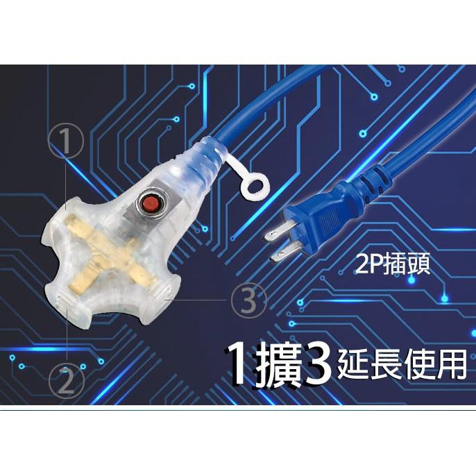 【全盛】太星電工 2P 3插座 附燈動力軟線 過載自動斷電 5M  延長線 台灣製 【CF-03A-41261】-細節圖6