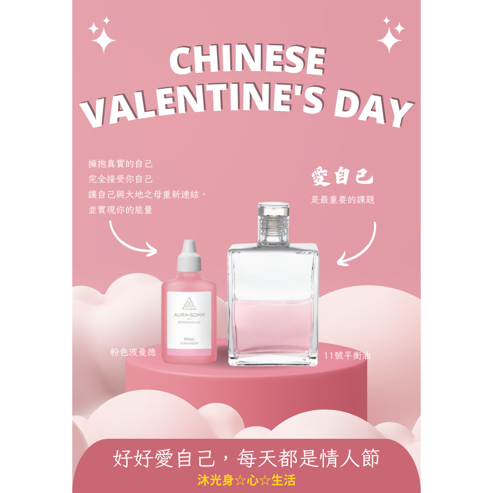 Aura Soma 愛自己11號彩油及粉色波曼德組-情人節限定-規格圖1