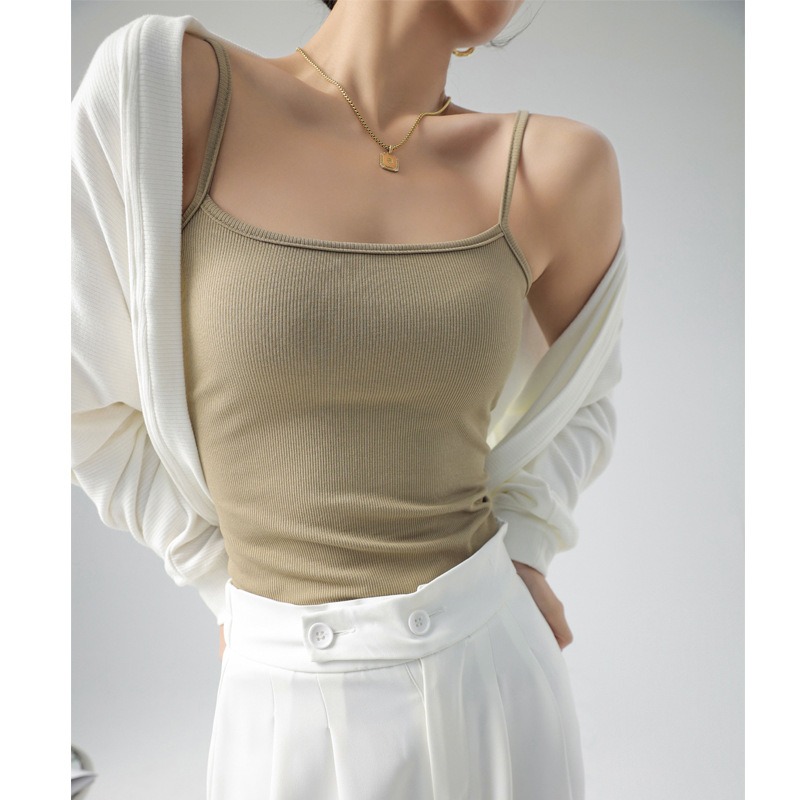 【NeiNei選品】💠現貨💠 音爆款打底背心小吊带女西装内搭遮副乳螺纹春秋夏季可外穿上衣-細節圖8