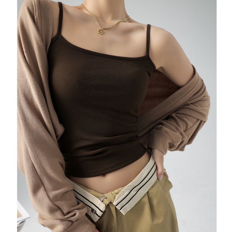 【NeiNei選品】💠現貨💠 音爆款打底背心小吊带女西装内搭遮副乳螺纹春秋夏季可外穿上衣-規格圖11
