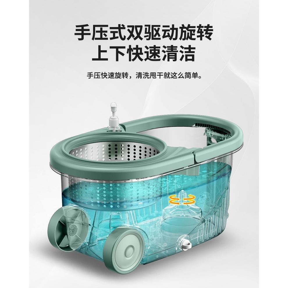 🇹🇼拉拉Lala＇s 拖把桶旋轉拖把好神拖家用懶人雙驅動乾濕分離免手洗拖布桶-細節圖4