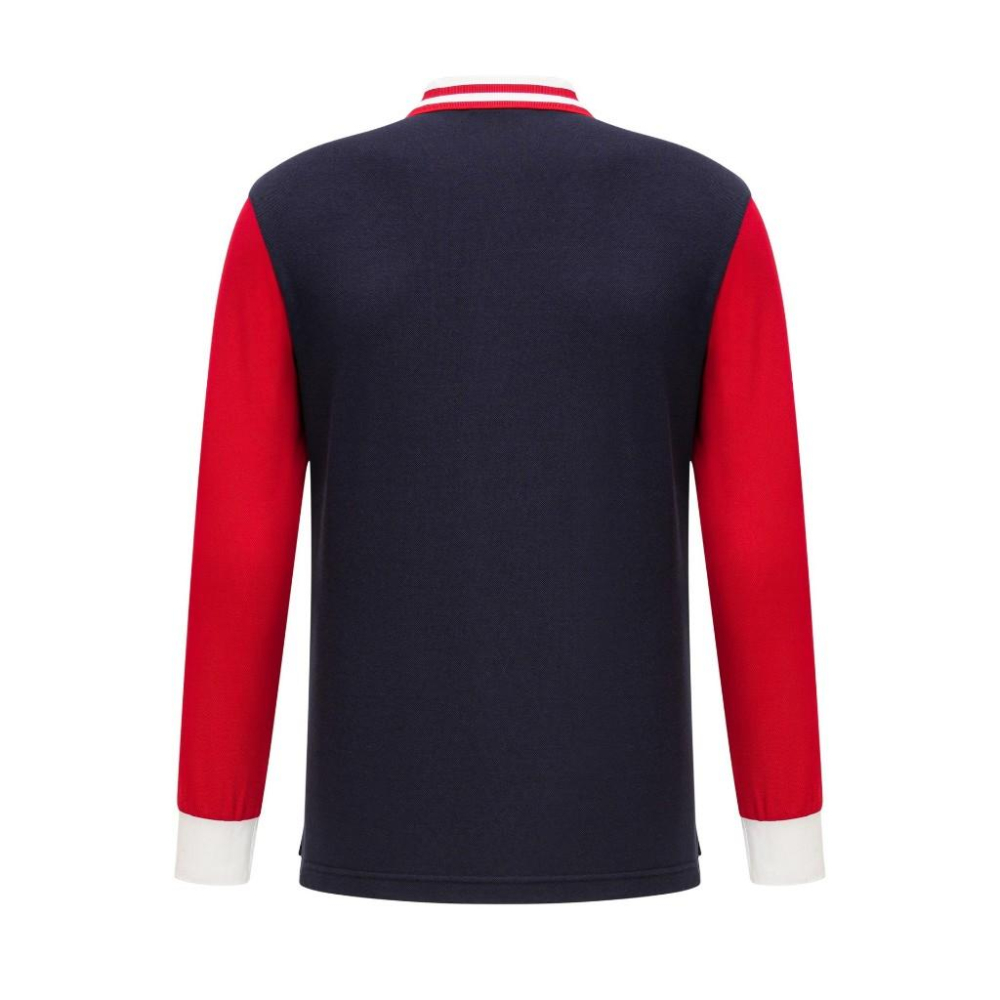 🇹🇼拉拉Lala＇s 長袖polo衫男運動休閒輕奢純棉撞色刺繡學院風大碼-細節圖2