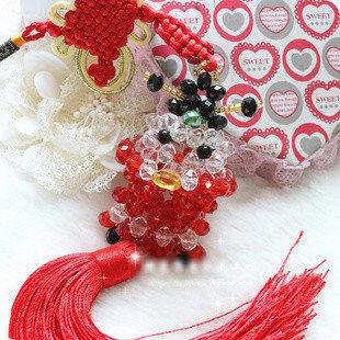 🇹🇼拉拉Lala＇s 手工編織 水晶串珠 手機掛飾 水晶掛飾批發【大財神車掛】-細節圖2