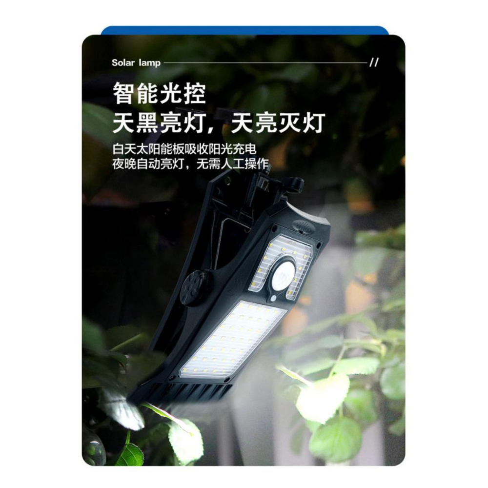 🇹🇼拉拉Lala＇s 光控太陽能夾子燈戶外防水庭院花園壁燈應急照明燈露營人體感應路燈-細節圖3