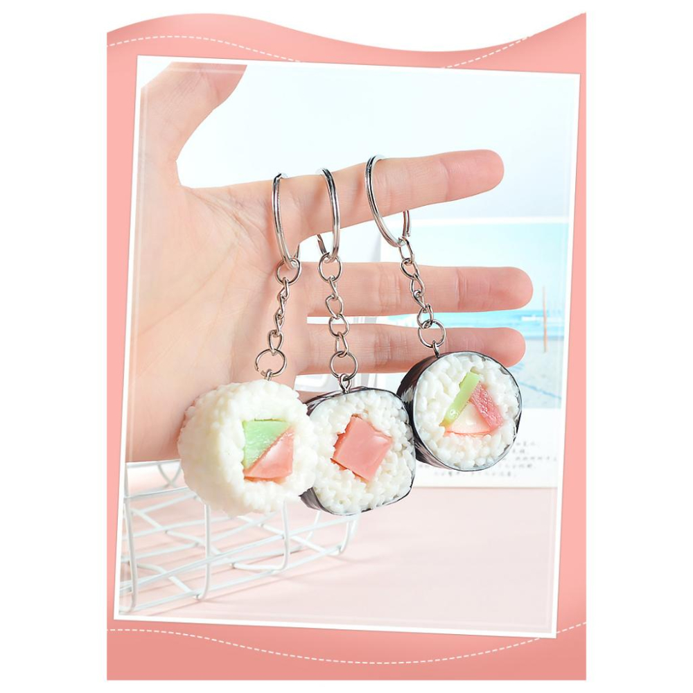 🇹🇼拉拉Lala＇s PVC仿真食物模型挂件日式仿真壽司飯糰書包鑰匙扣小掛飾食玩模型-細節圖2