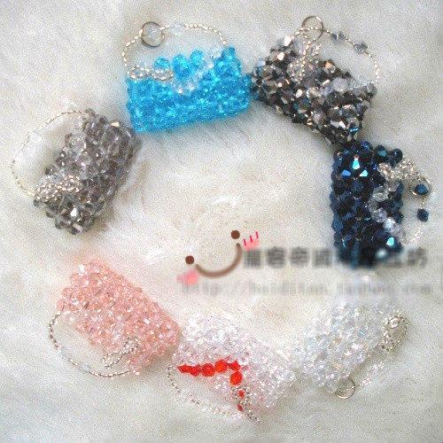 🇹🇼拉拉Lala＇s 手工編織 水晶串珠 手機掛飾 水晶掛飾批發【方包】-細節圖4