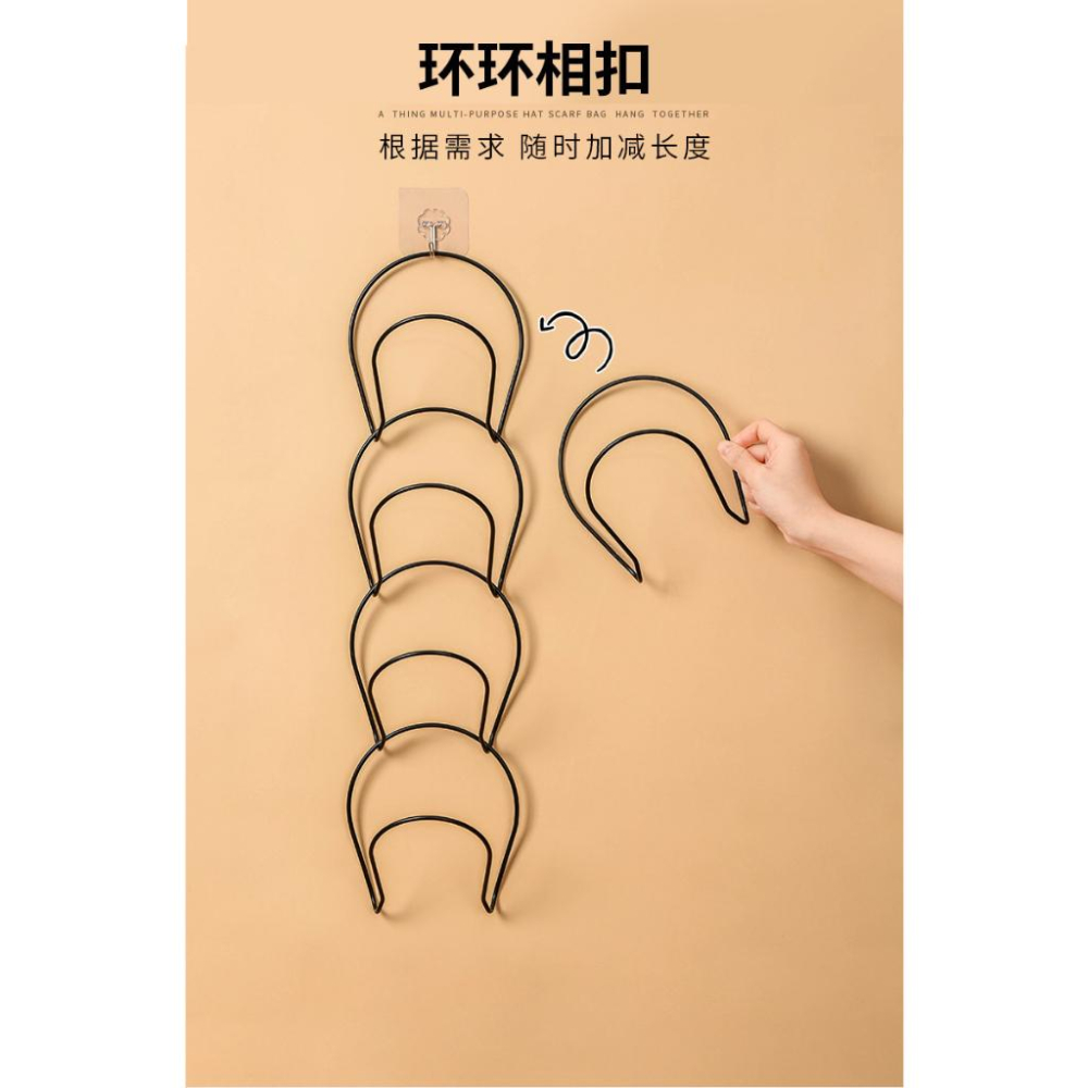 🇹🇼拉拉Lala＇s 免打孔帽子收納架收納掛架門後家用壁掛架帽架門背放置物架5個-細節圖5
