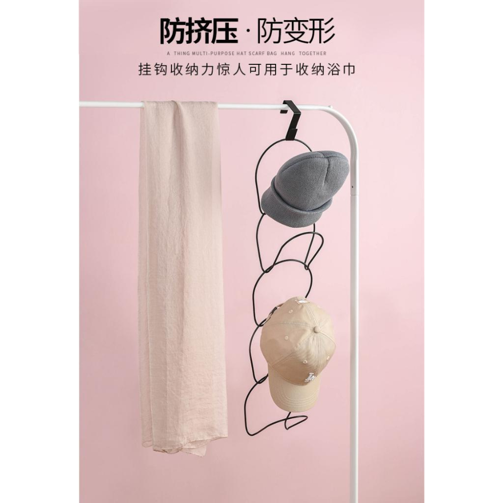 🇹🇼拉拉Lala＇s 免打孔帽子收納架收納掛架門後家用壁掛架帽架門背放置物架5個-細節圖6