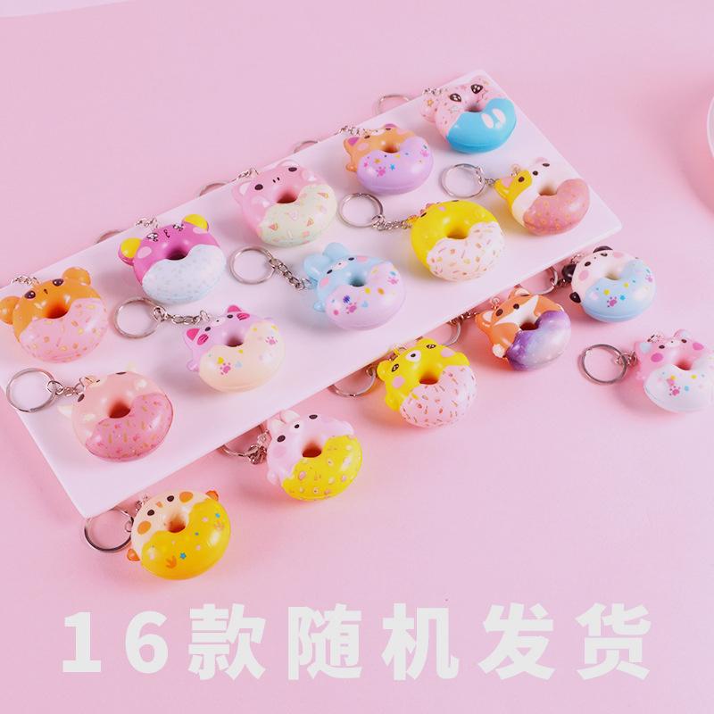 🇹🇼拉拉Lala＇s 軟萌可愛系Pu慢回彈仿真甜甜圈鑰匙圈挂件Squishy萌寵全印甜甜圈-細節圖2