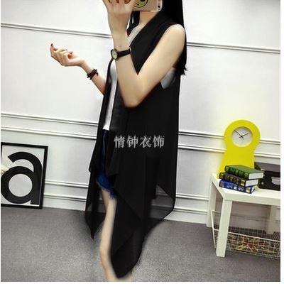 🇹🇼拉拉Lala＇s 夏季雪紡長款外搭無袖背心馬夾馬甲披肩開衫防曬衫女-細節圖5