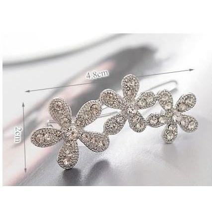 🇹🇼拉拉Lala＇s  日韓淑女超閃滿鑽髮飾梅花小髮夾邊夾髮夾韓版飾品-細節圖3