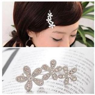 🇹🇼拉拉Lala＇s  日韓淑女超閃滿鑽髮飾梅花小髮夾邊夾髮夾韓版飾品-細節圖4