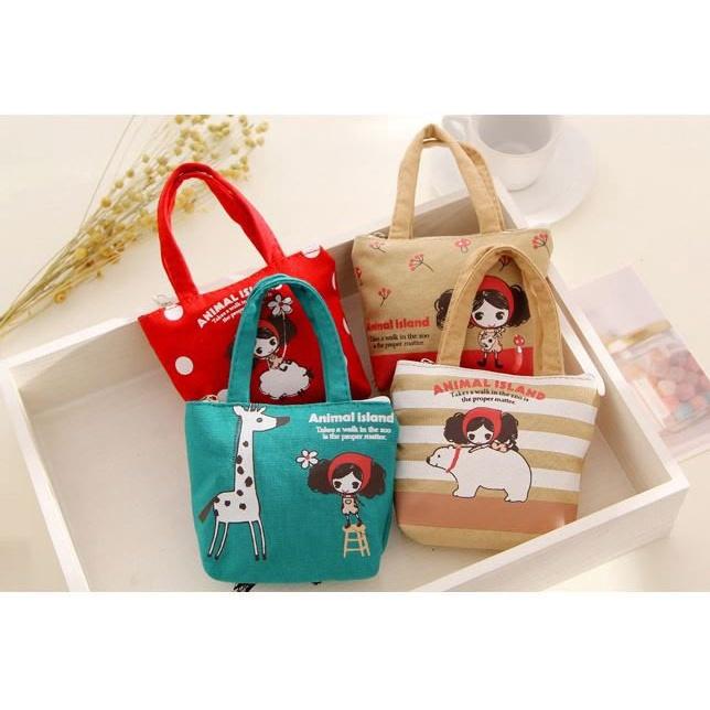 🇹🇼拉拉Lala＇s 韓國時尚小清新手拎零錢包可愛女孩收納包 硬幣鑰匙包創意拉鍊零錢包-細節圖3