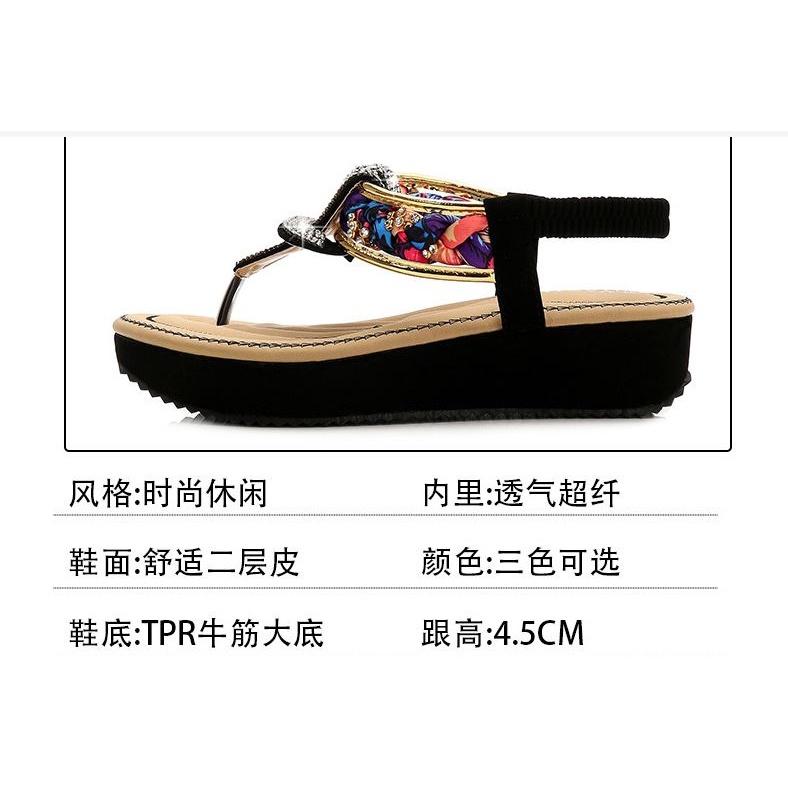 🇹🇼拉拉Lala＇s 時尚涼鞋女夏季平底舒適女鞋圓頭水鑽民族風女式涼鞋百搭(37號)-細節圖5