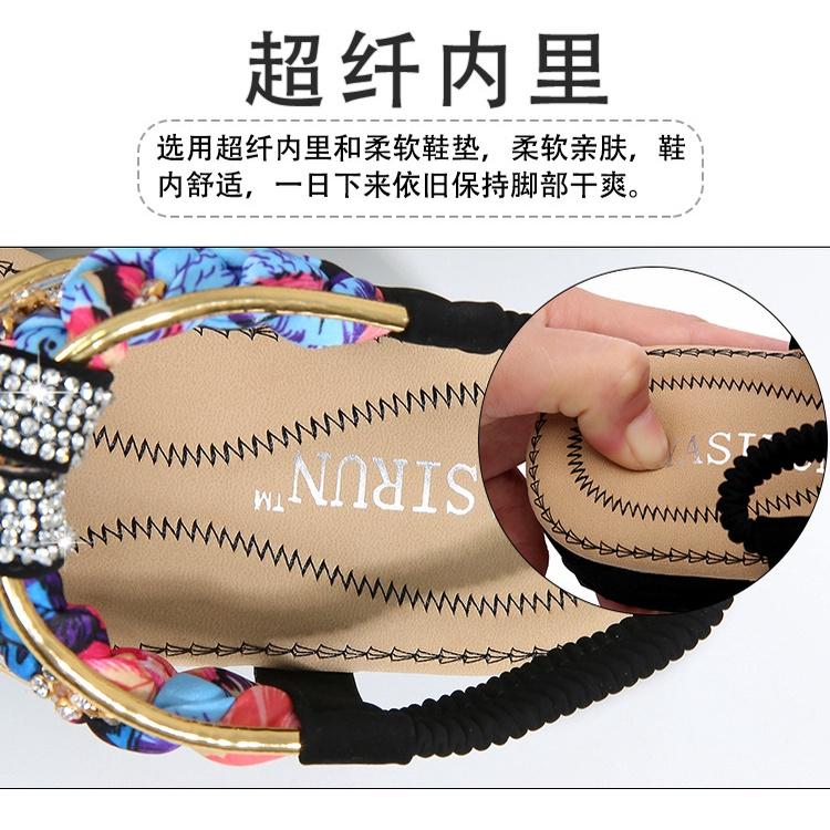 🇹🇼拉拉Lala＇s 時尚涼鞋女夏季平底舒適女鞋圓頭水鑽民族風女式涼鞋百搭(37號)-細節圖6