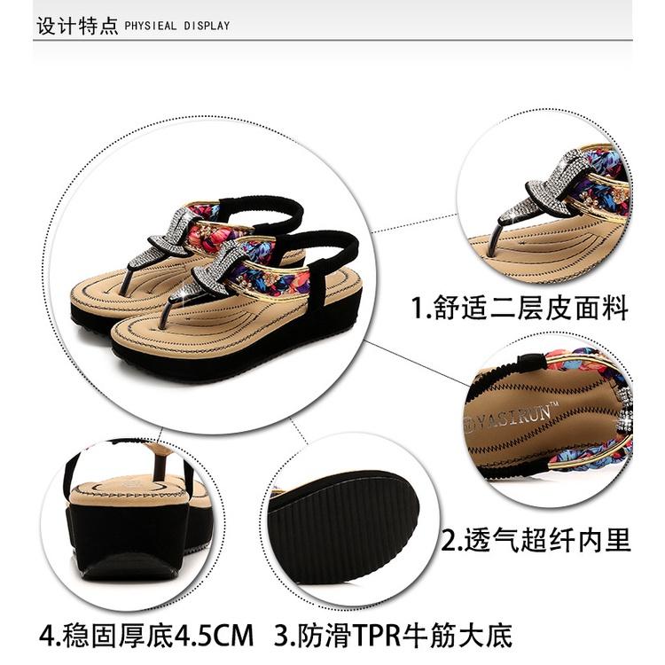 🇹🇼拉拉Lala＇s 時尚涼鞋女夏季平底舒適女鞋圓頭水鑽民族風女式涼鞋百搭(37號)-細節圖7