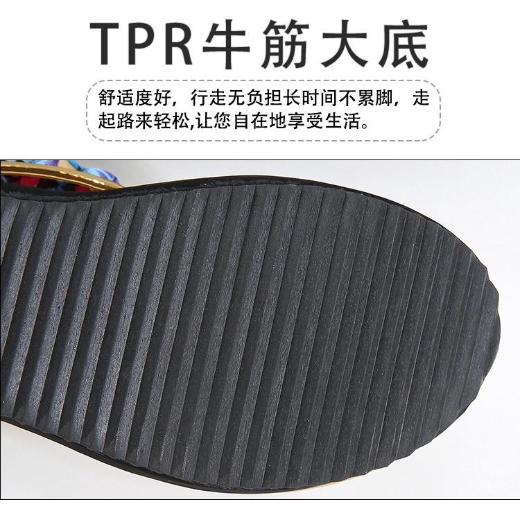 🇹🇼拉拉Lala＇s 時尚涼鞋女夏季平底舒適女鞋圓頭水鑽民族風女式涼鞋百搭(37號)-細節圖8