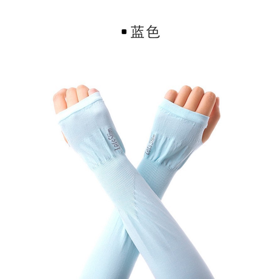 🇹🇼拉拉Lala＇s 夏季防曬手套開車戶外防紫外線冰涼袖套長款韓國冰絲臂套袖套17-2-規格圖7