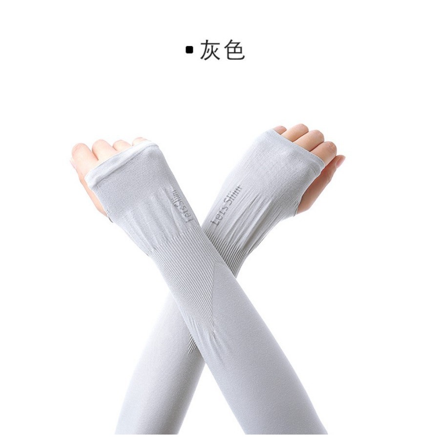 🇹🇼拉拉Lala＇s 夏季防曬手套開車戶外防紫外線冰涼袖套長款韓國冰絲臂套袖套17-2-規格圖7