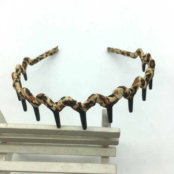 🇹🇼拉拉Lala＇s 韓國手工髮飾簡約韓版雪紡碎花紋/藏青帶齒波浪頭箍小頭飾女-細節圖3