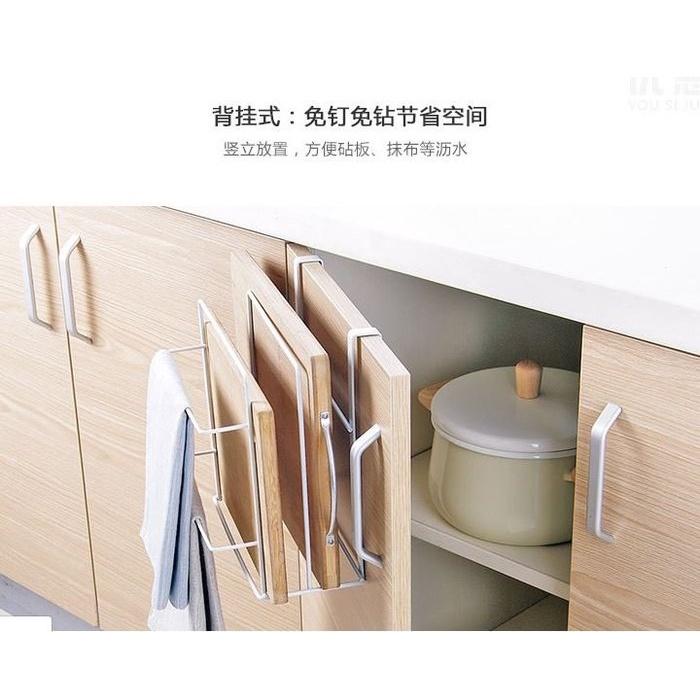 🇹🇼拉拉Lala＇s 廚房櫥櫃壁掛砧板架免打孔鐵藝案板掛架家用菜板架子置物架收納架-細節圖5
