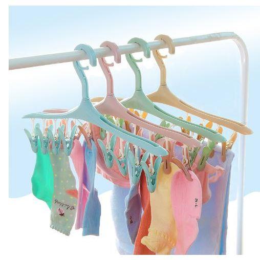 🇹🇼拉拉Lala＇s 8夾子防風卡扣多功能衣架 塑料衣服晾曬架 襪子內衣晾衣架-細節圖4