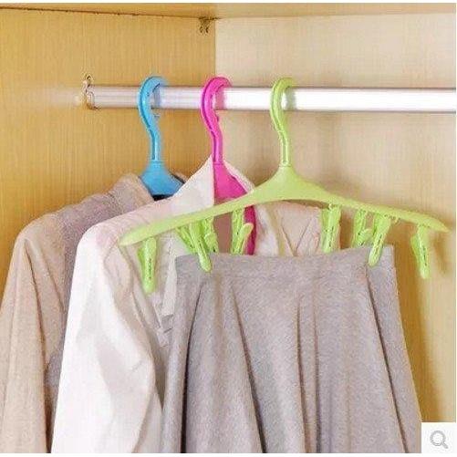 🇹🇼拉拉Lala＇s 8夾子防風卡扣多功能衣架 塑料衣服晾曬架 襪子內衣晾衣架-細節圖8