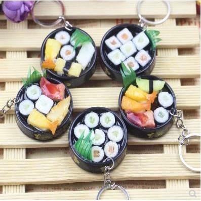 🇹🇼拉拉Lala＇s 地攤熱賣批發圓盤日本壽司盤 仿真食物壽司鑰匙扣挂件創意禮品-細節圖3