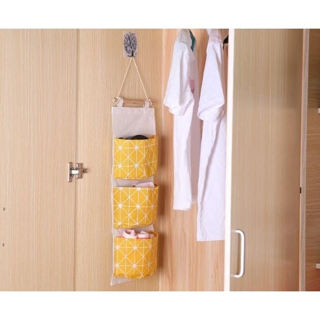 🇹🇼拉拉Lala＇s 收納掛袋多層布藝懸掛式收納袋掛兜棉麻布藝防水儲物門後收納袋-細節圖2