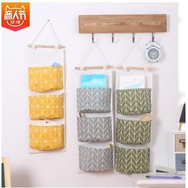 🇹🇼拉拉Lala＇s 收納掛袋多層布藝懸掛式收納袋掛兜棉麻布藝防水儲物門後收納袋-細節圖4