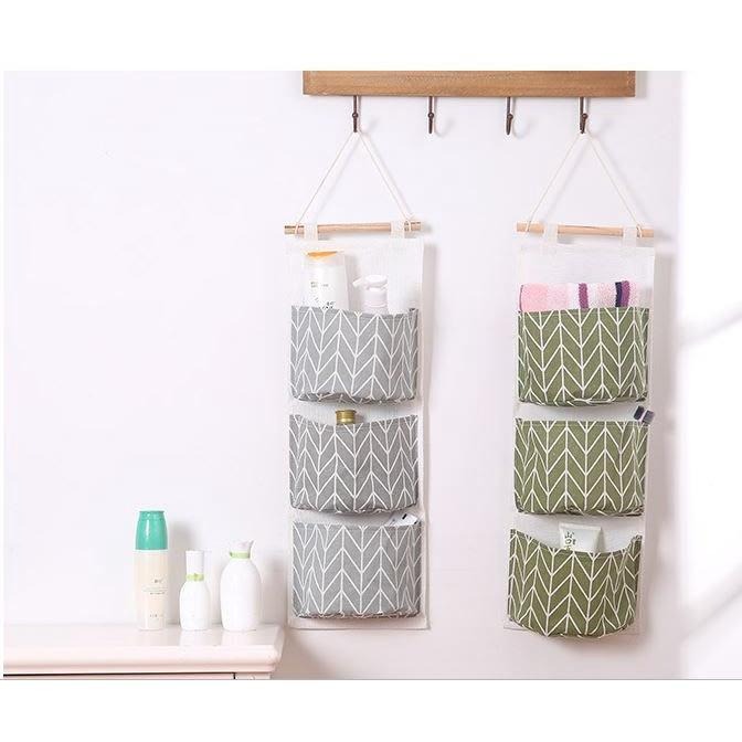 🇹🇼拉拉Lala＇s 收納掛袋多層布藝懸掛式收納袋掛兜棉麻布藝防水儲物門後收納袋-細節圖5